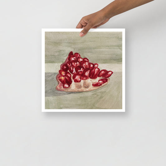 Product mockup of red pomegranate watercolor painting