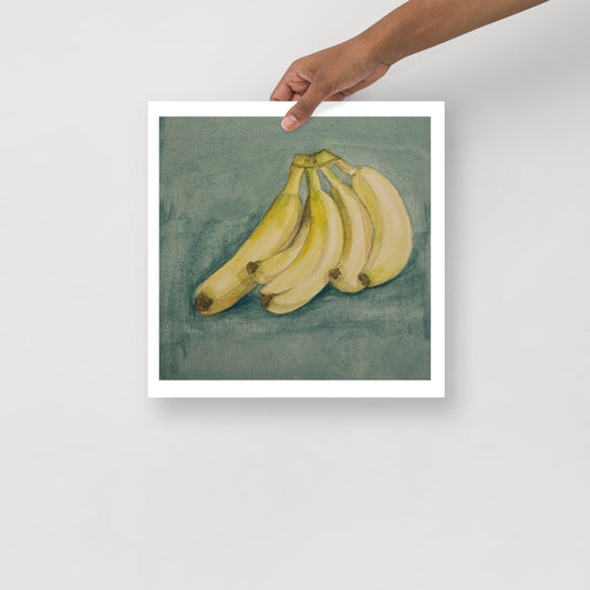 Product mockup of Illustration of a bunch of bananas on a textured blue background