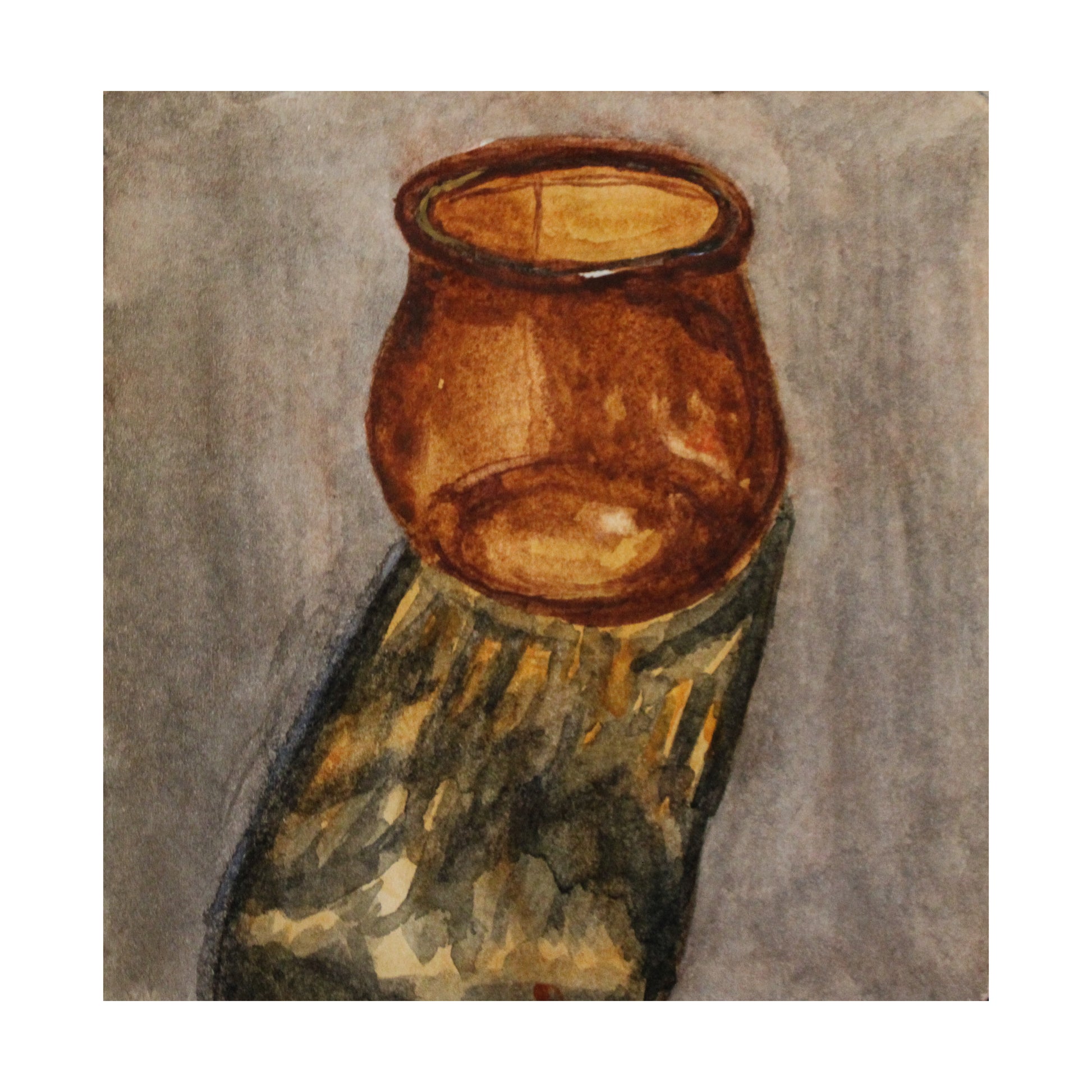 Artistic depiction of an amber jar on a textured surface
