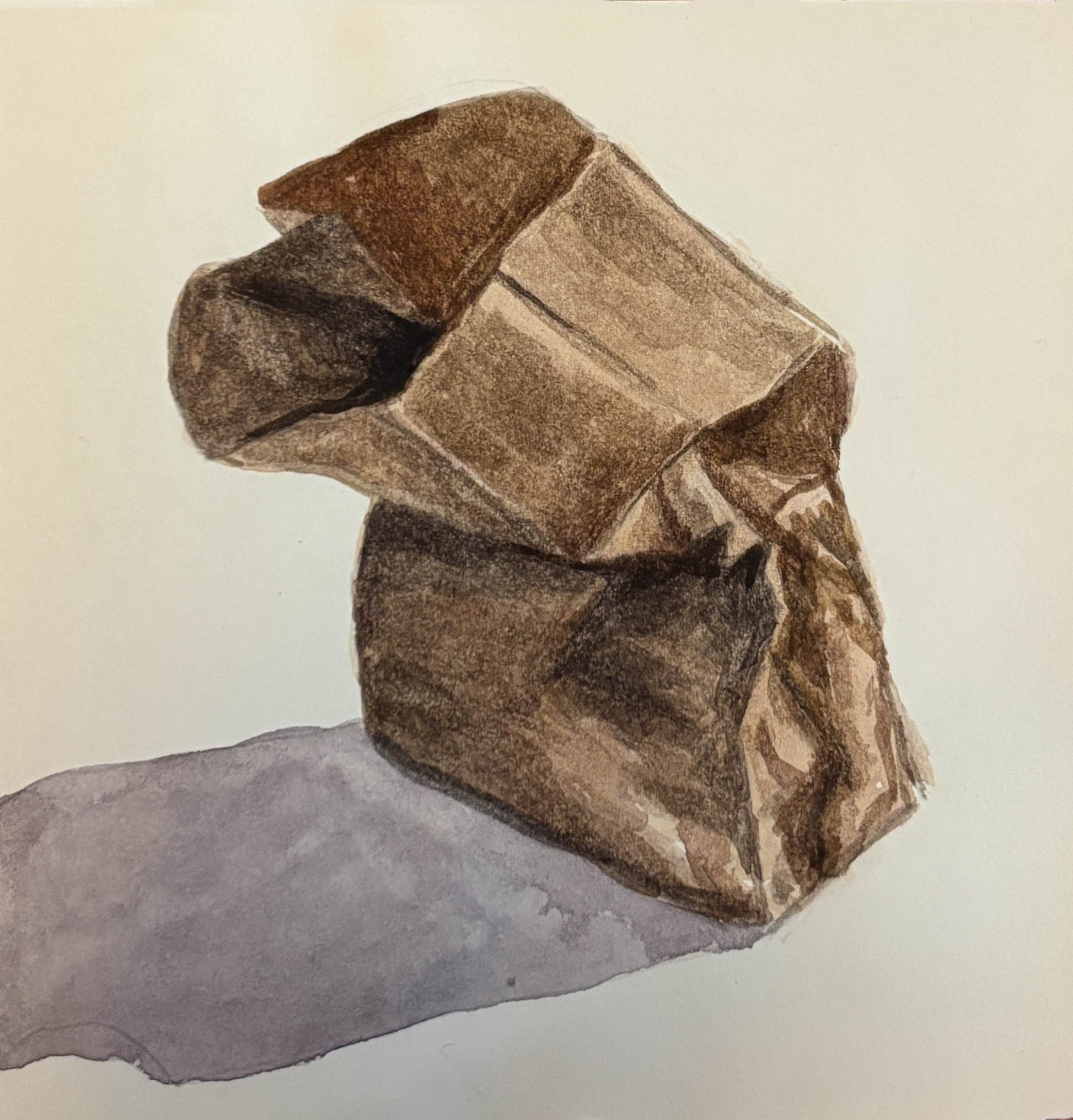 Brown paper bag on a light beige background