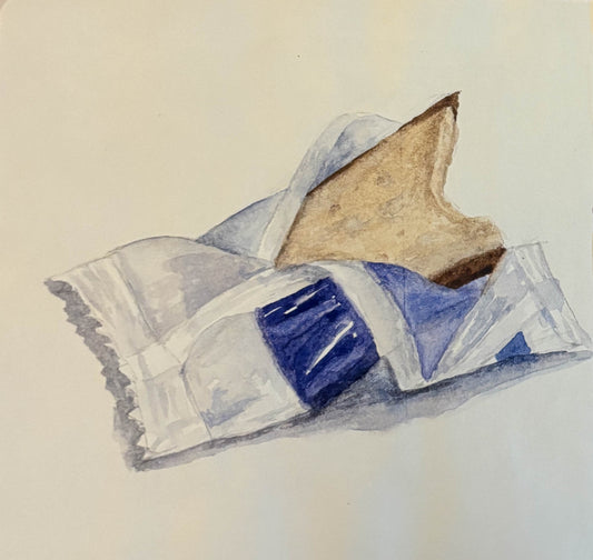 Artistic depiction of a candy half opened on a white background