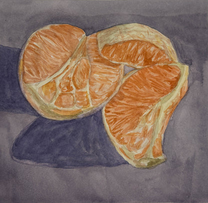Illustration of orange slices on a textured purple background