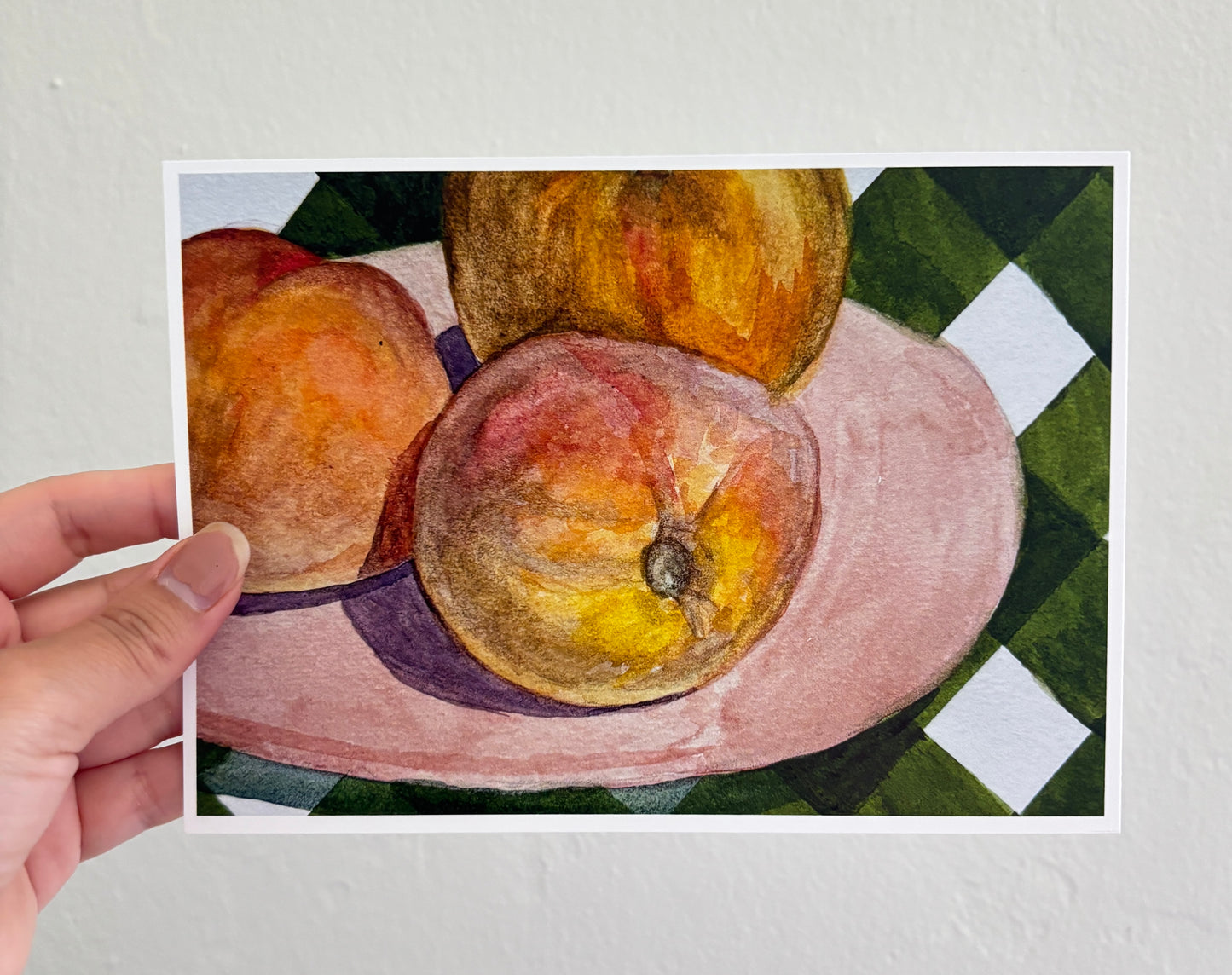 Peaches on Gingham Print