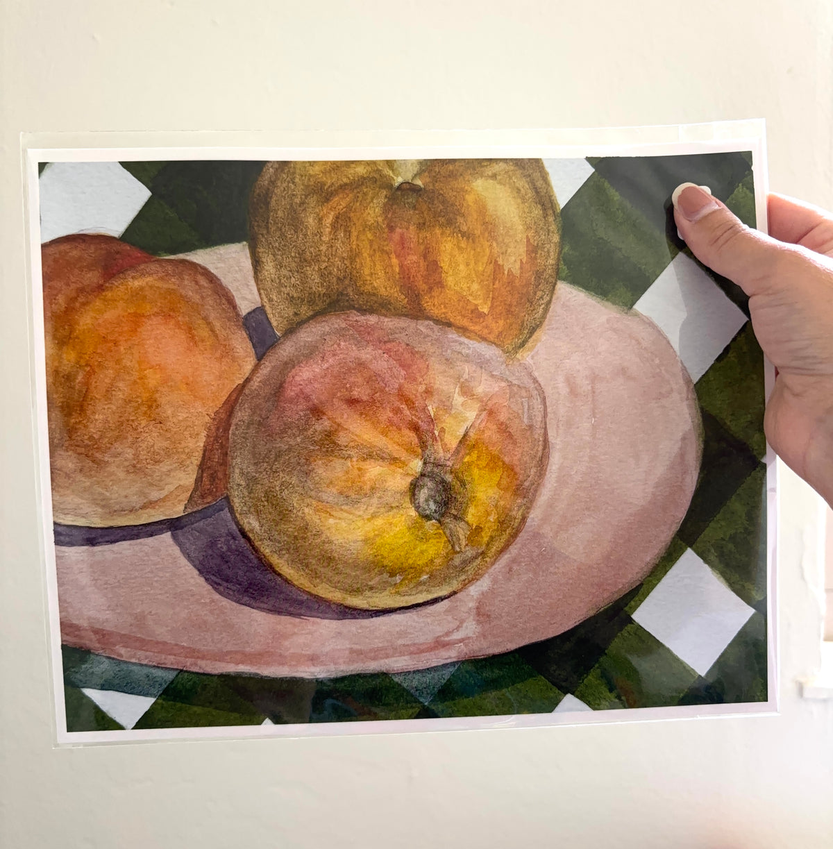 Peaches on Gingham Print
