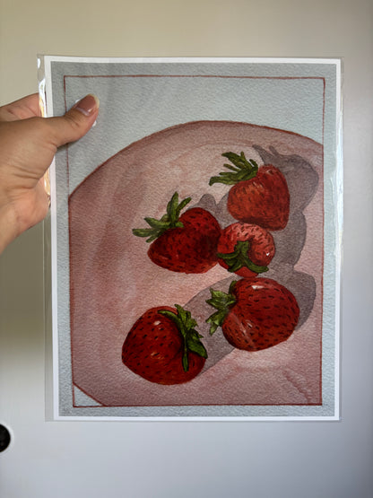 Pink Strawberries Print