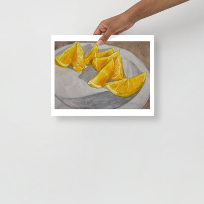 Product mockup of Illustration of orange wedges on a plate
