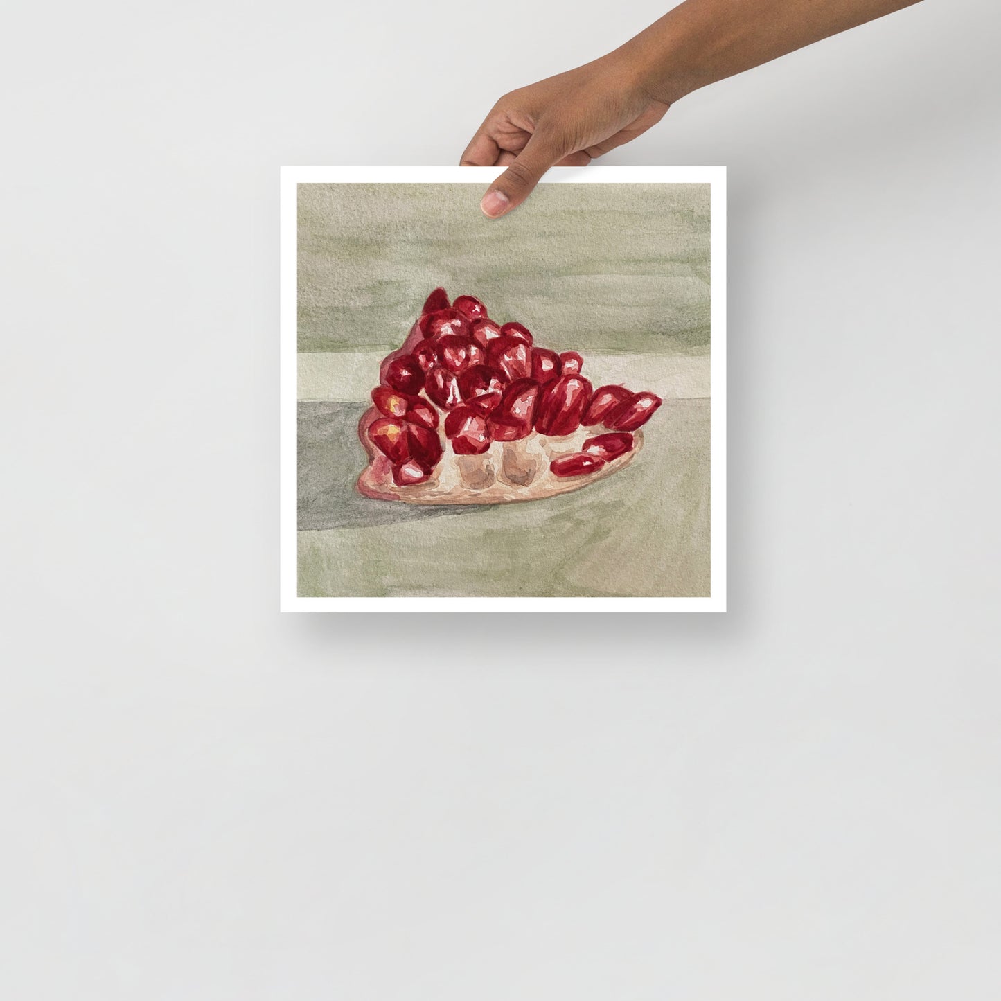 Product mockup of red pomegranate watercolor painting