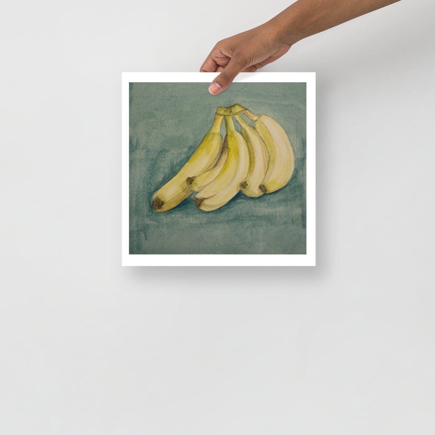 Product mockup of Illustration of a bunch of bananas on a textured blue background