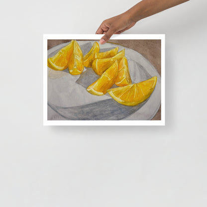 Product mockup of Illustration of orange wedges on a plate