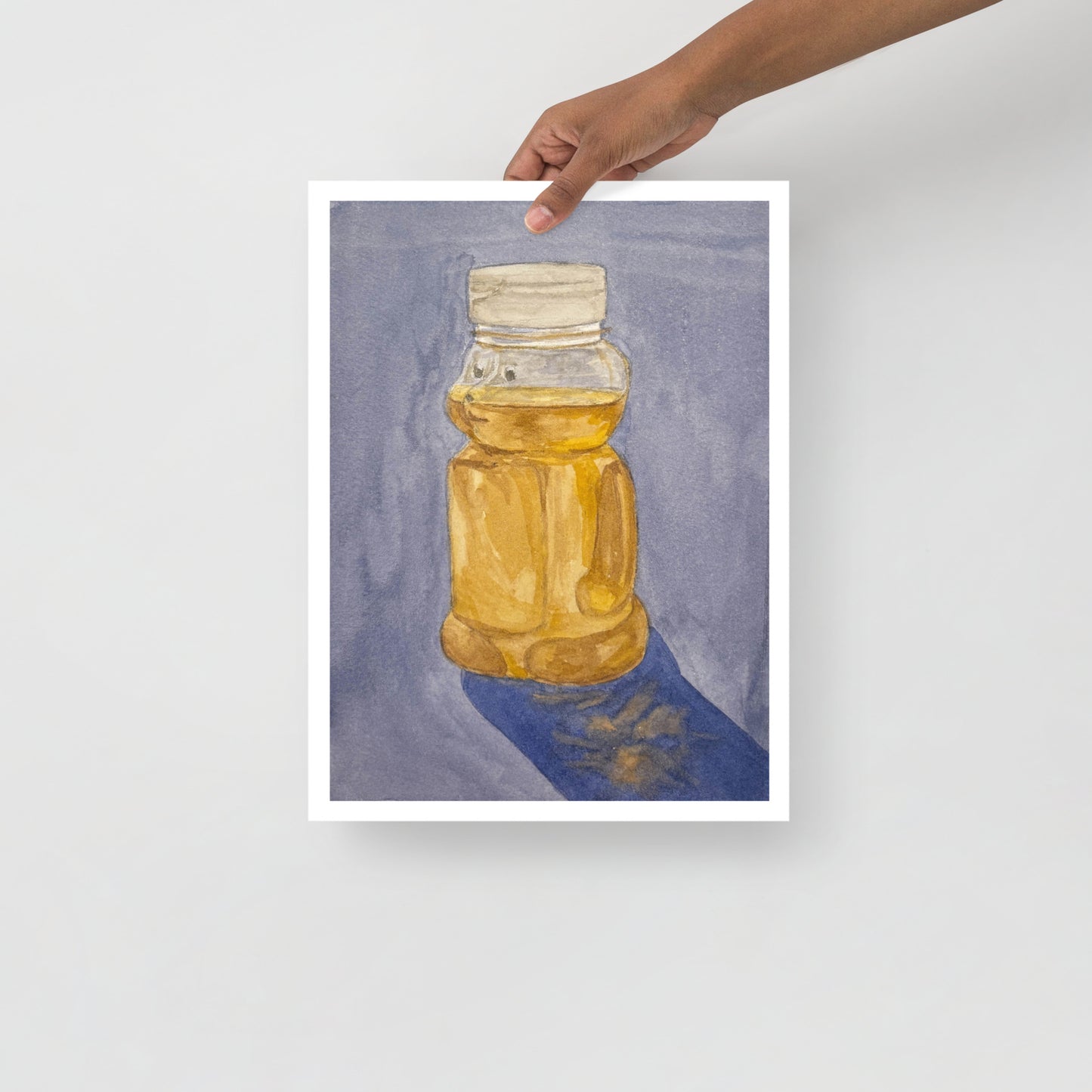  product mockup of Illustration of a honey jar with honey on a blue background 