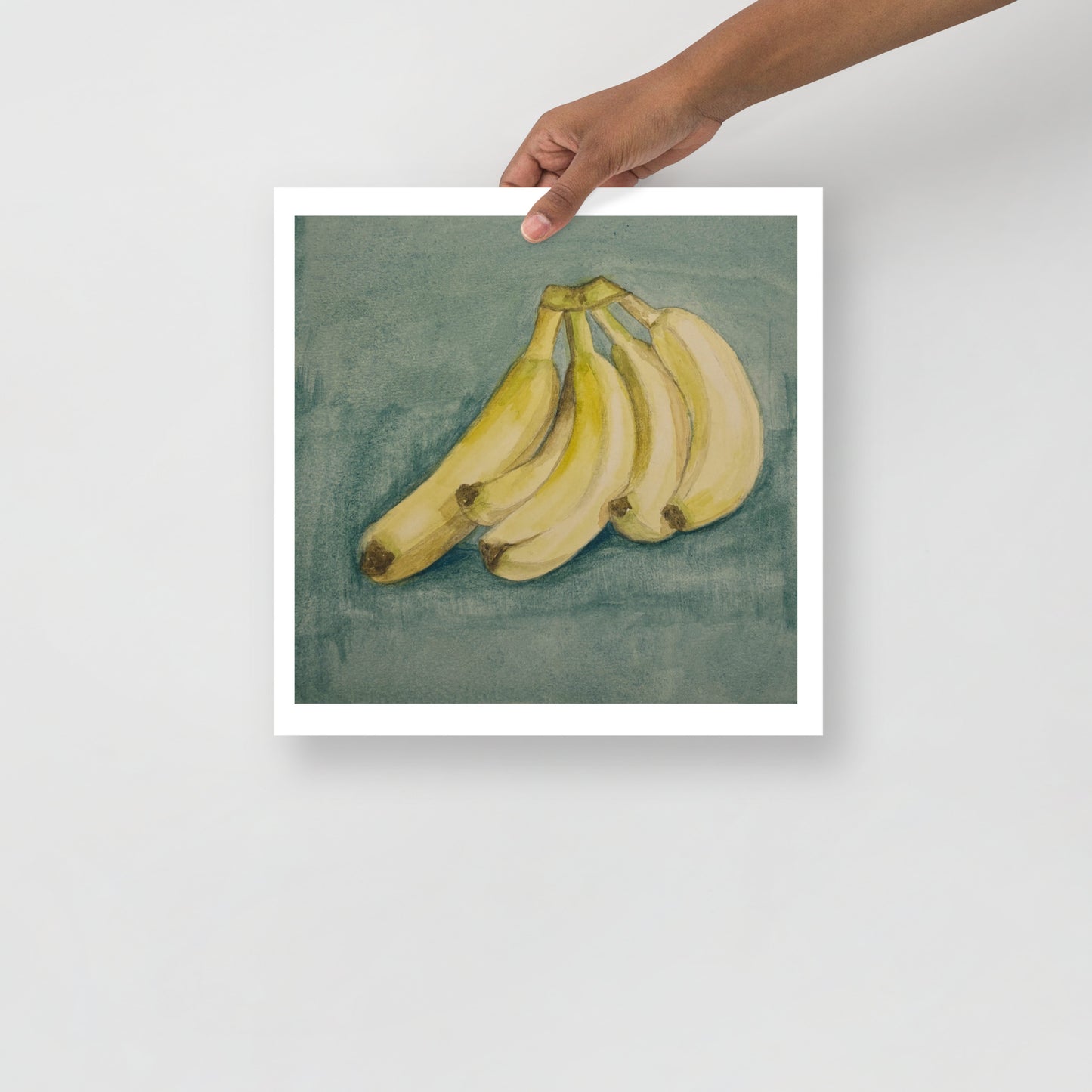 Product mockup of Illustration of a bunch of bananas on a textured blue background