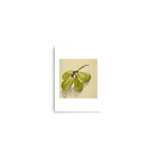 product mockup of Illustration of green fruits on a branch with a beige background