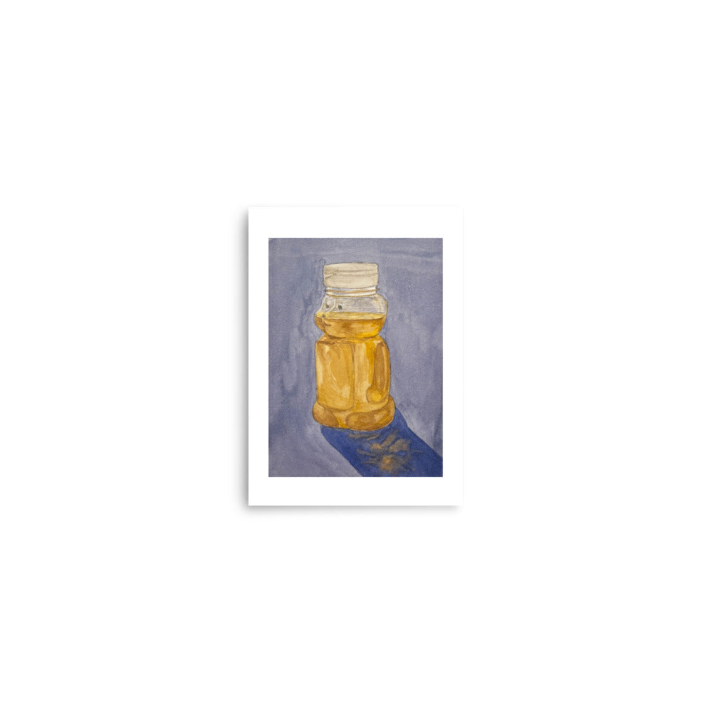 product mockup of Illustration of a honey jar with honey on a blue background 