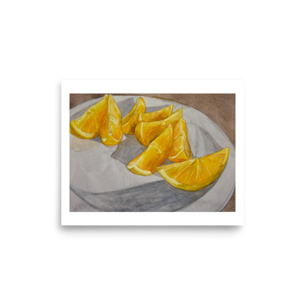 Product mockup of Illustration of orange wedges on a plate